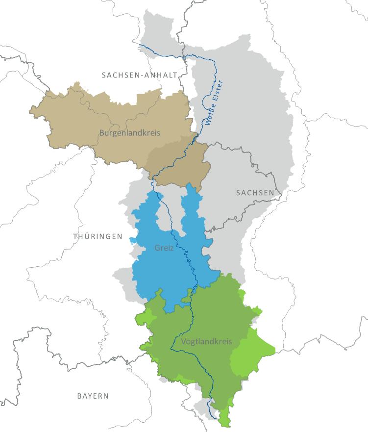 Modellregion aus den drei Landkreisen Vogtlandkreis, Landkreis Greiz und Burgenlandkreis
